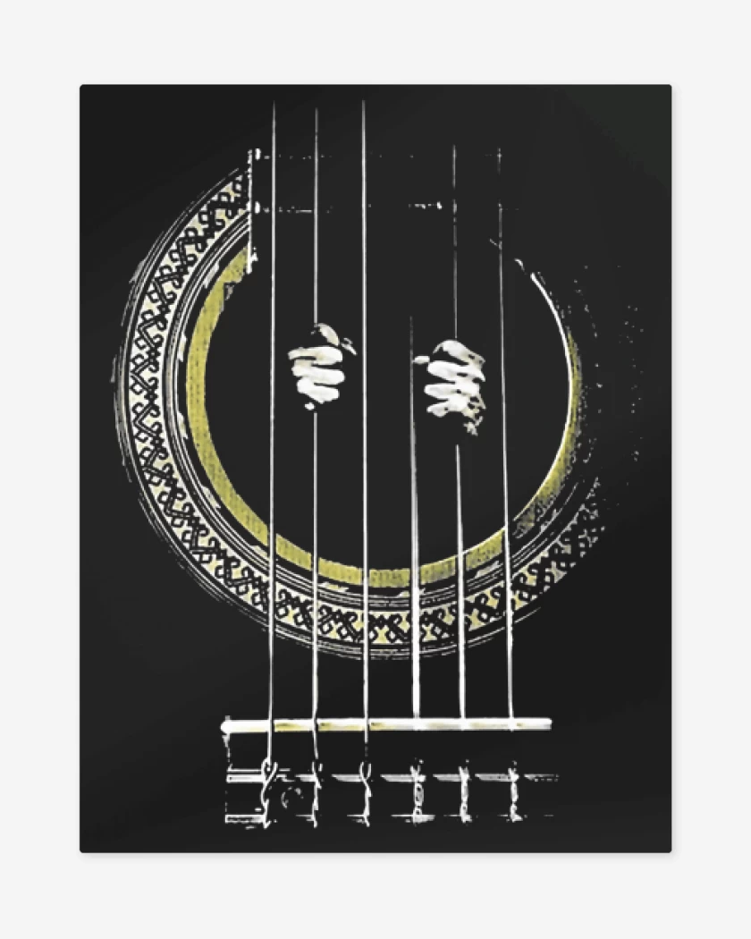 Print metalico Negro de Guitarra Prision