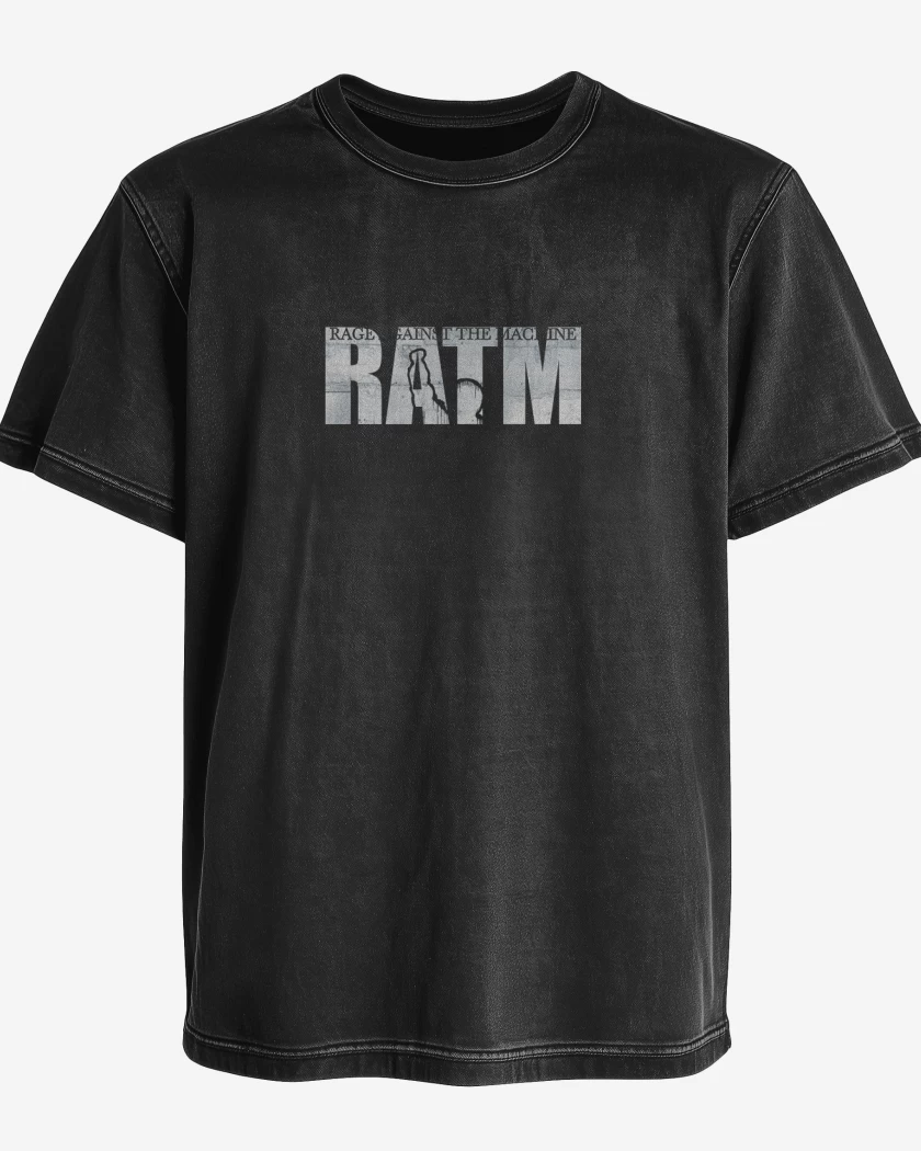 Polera desgastada Negro de RATM 1