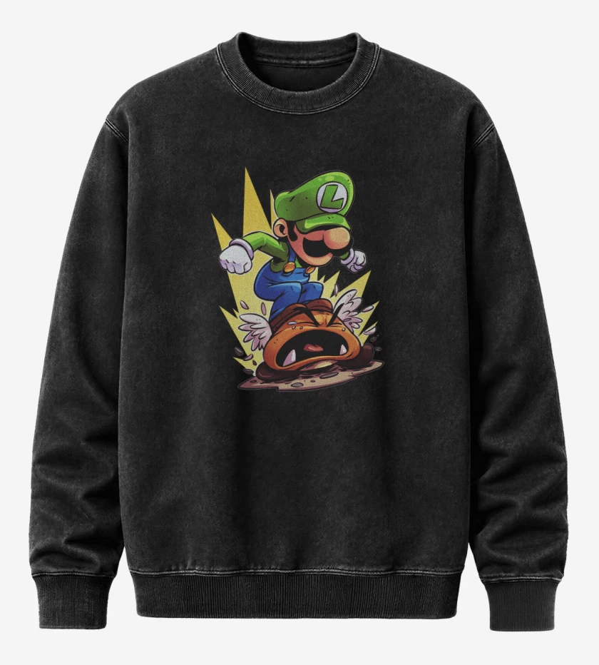 Poleron Polo Acid Wash Negro de Luigi destroyer