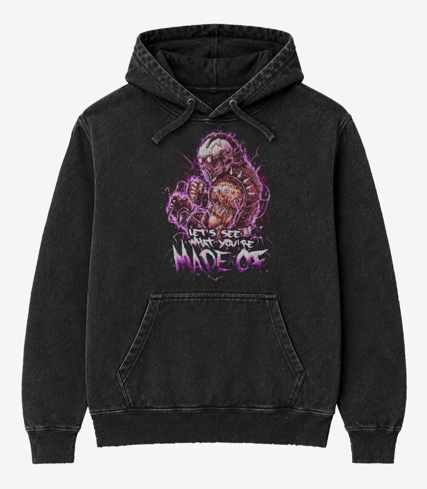 Poleron Canguro Acid Wash Negro de Kabal