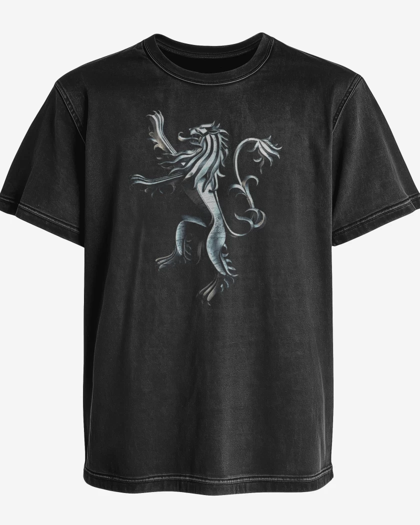Polera desgastada Negro de leon metalico