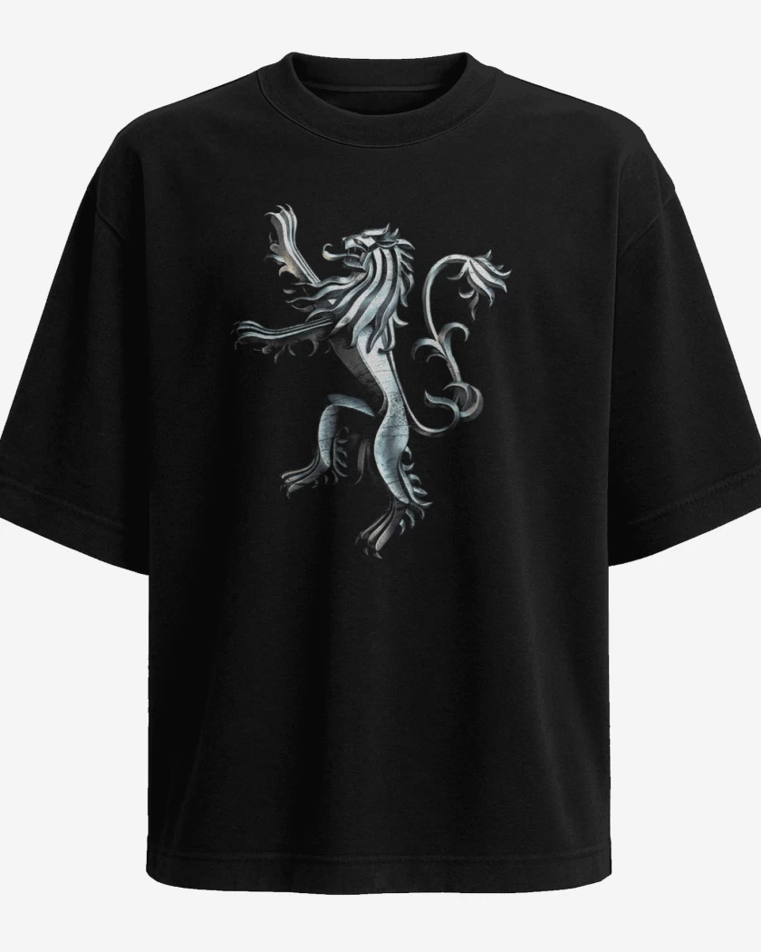 Polera Oversize Negro de leon metalico