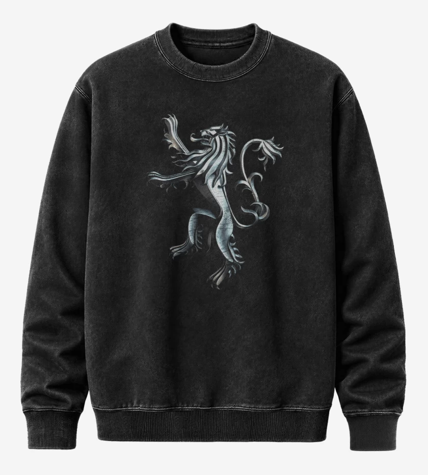 Poleron Polo Acid Wash Negro de leon metalico