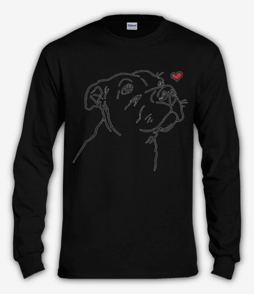 Polera manga larga Negro de love pitbull