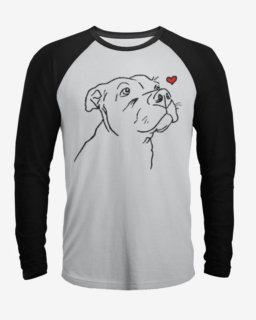 Polera Raglan love pitbull