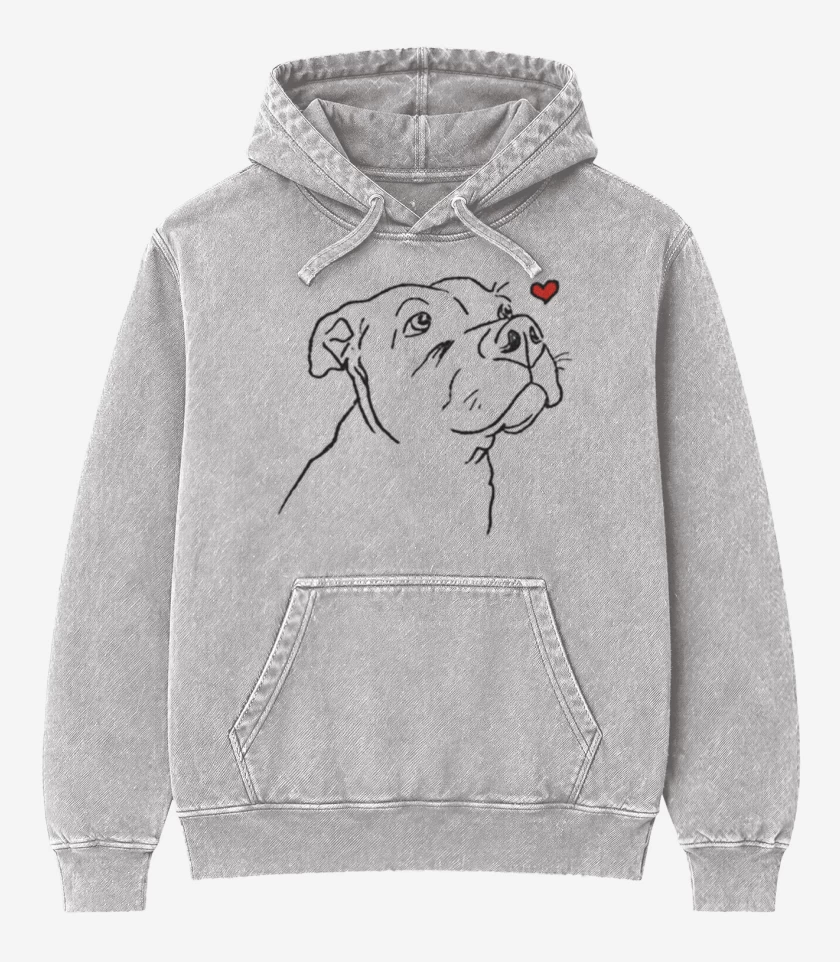 Poleron Canguro Acid Wash Gris Melange de love pitbull