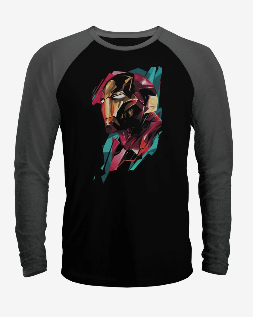 Polera Raglan Negro / Negro Heather de Hierro man de perfil