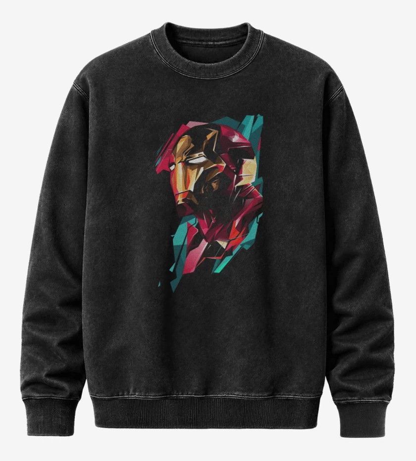 Poleron Polo Acid Wash Negro de Hierro man de perfil