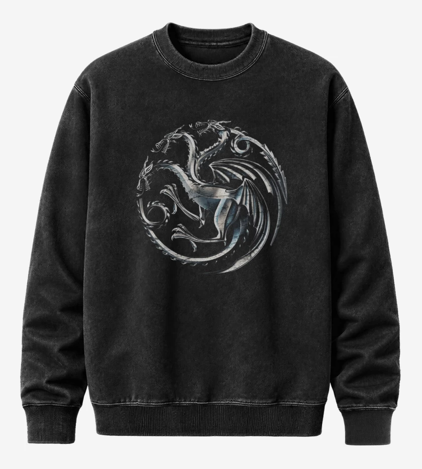 Poleron Polo Acid Wash Dragon metalico