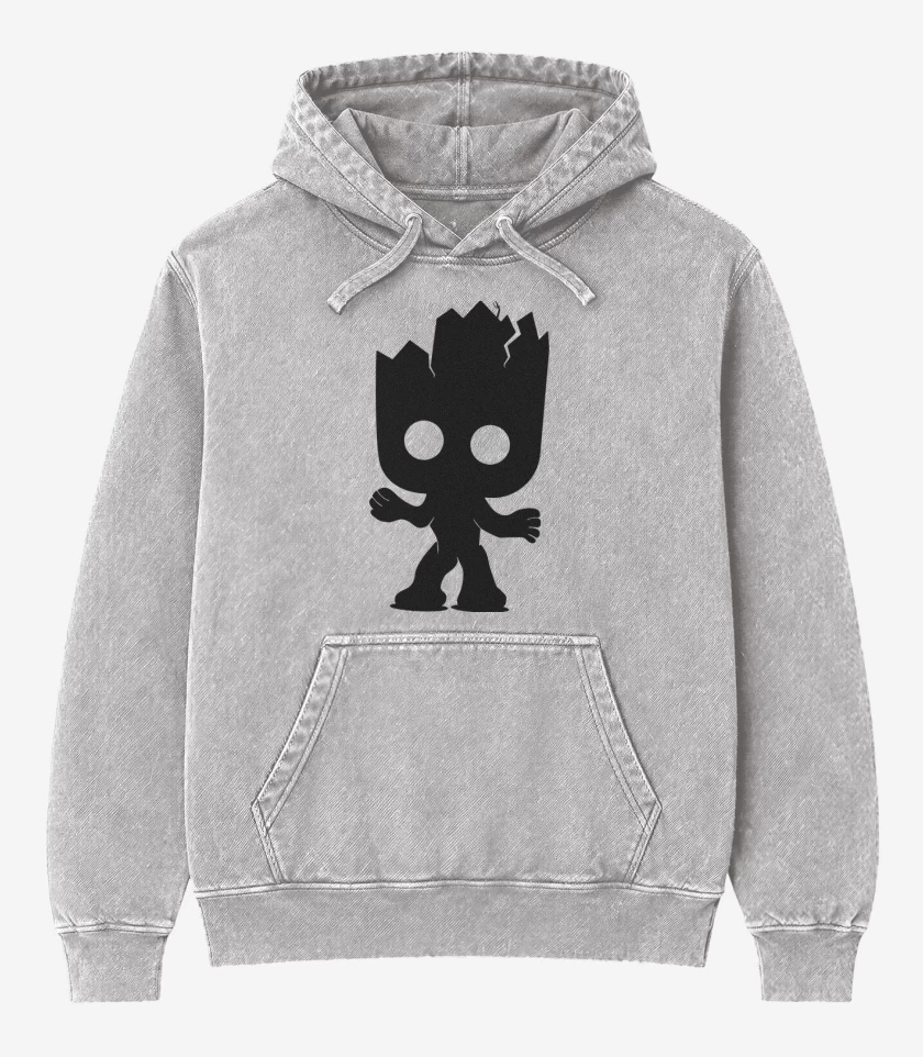 Poleron Canguro Acid Wash Gris Melange de Groot