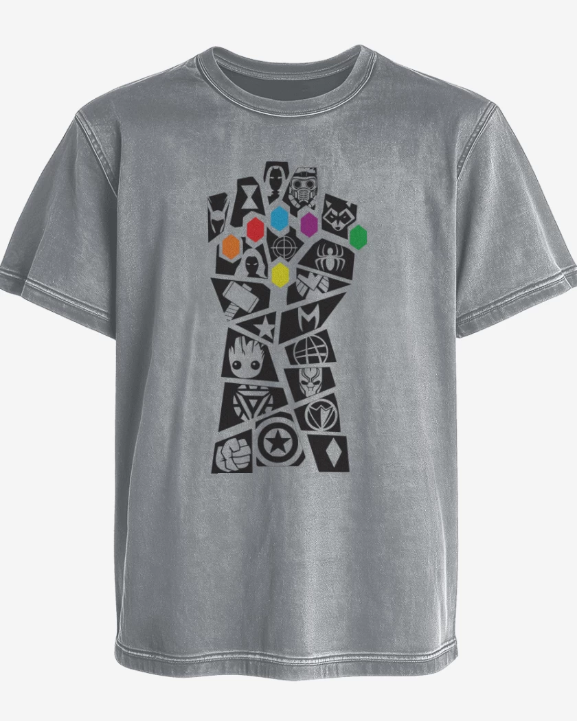 Polera desgastada Gris Melange de Guantelete
