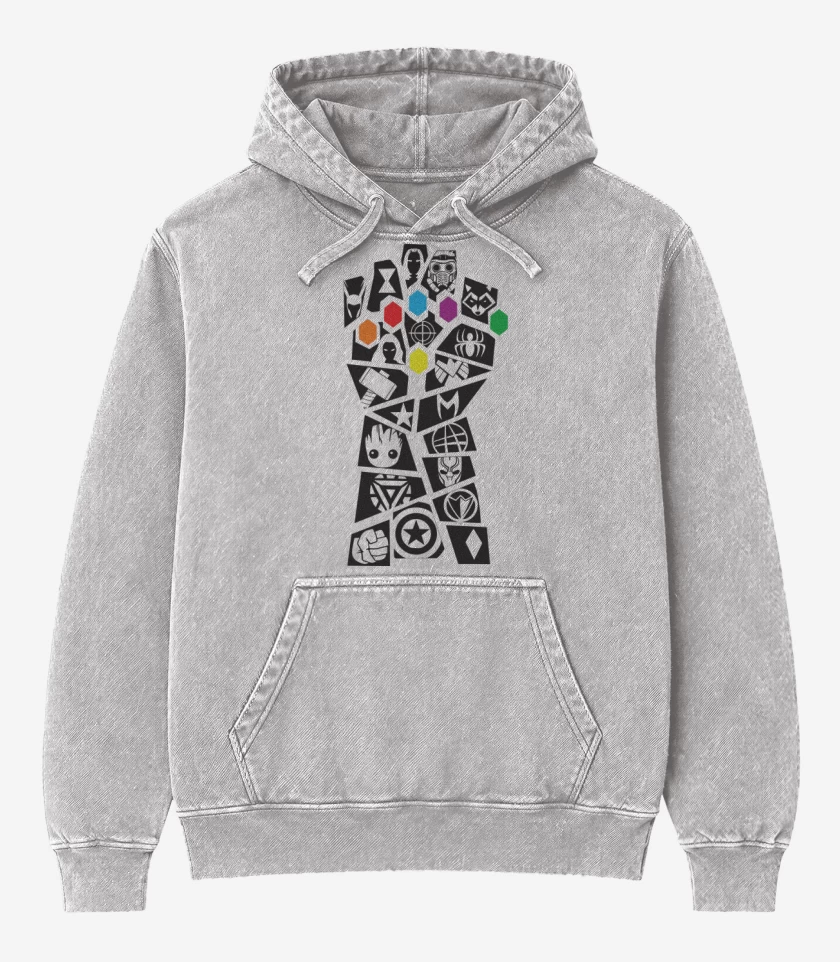 Poleron Canguro Acid Wash Gris Melange de Guantelete