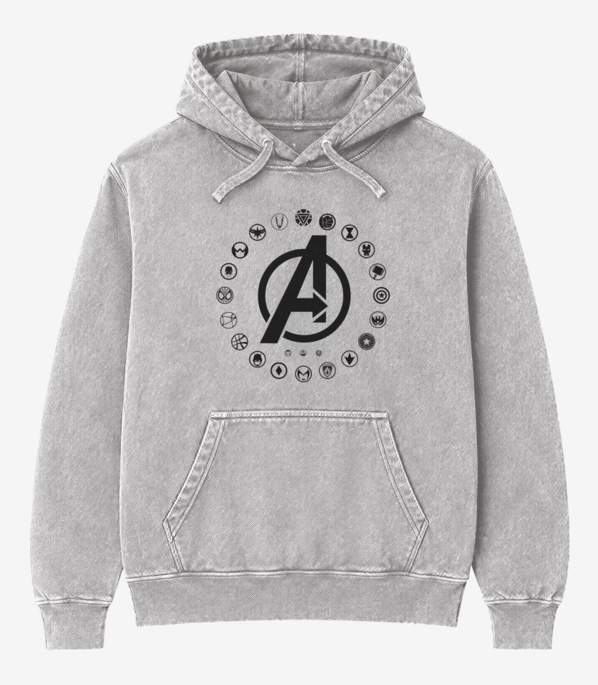Poleron Canguro Acid Wash Gris Melange de Vengadores 2