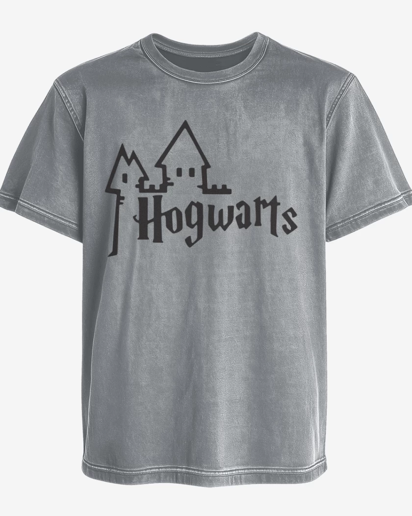 Polera desgastada Gris Melange de Hogwarts