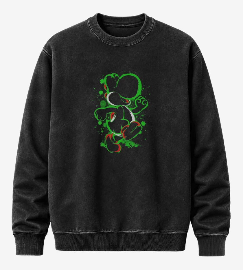 Poleron Polo Acid Wash Negro de El ultimo dinosaurio