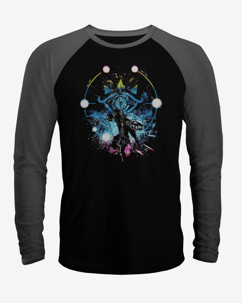 Polera Raglan Negro / Negro Heather de Hylian color
