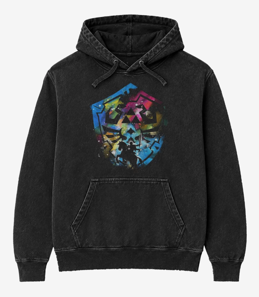 Poleron Canguro Acid Wash Negro de Hylian color 2