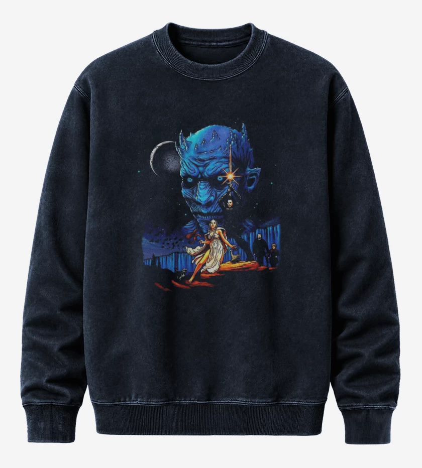 Poleron Polo Acid Wash Azul Marino de La guerra de los tronos