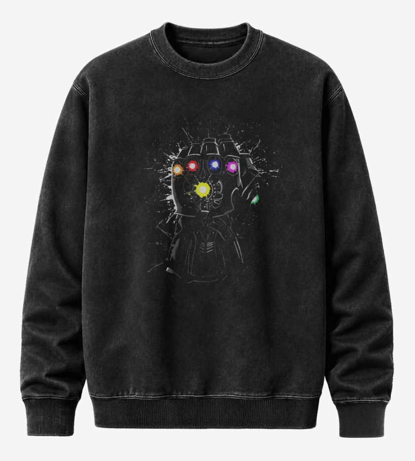 Poleron Polo Acid Wash Negro de La saga del infinito