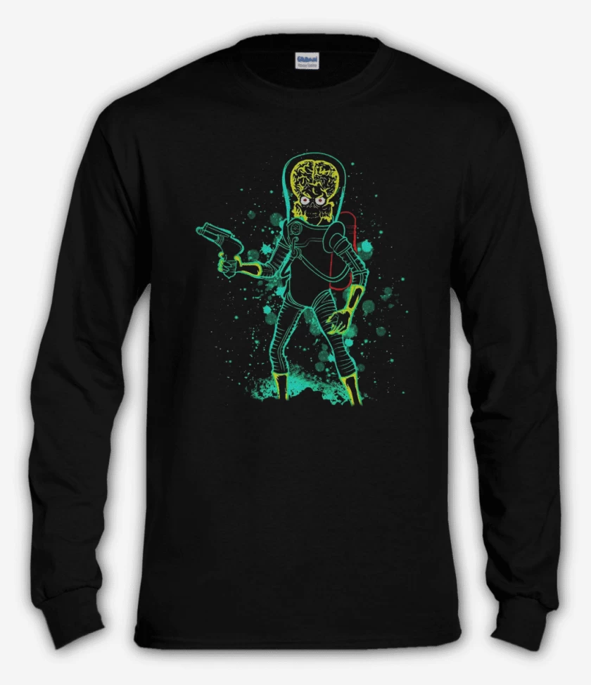 Polera manga larga Negro de Marcianos atacando