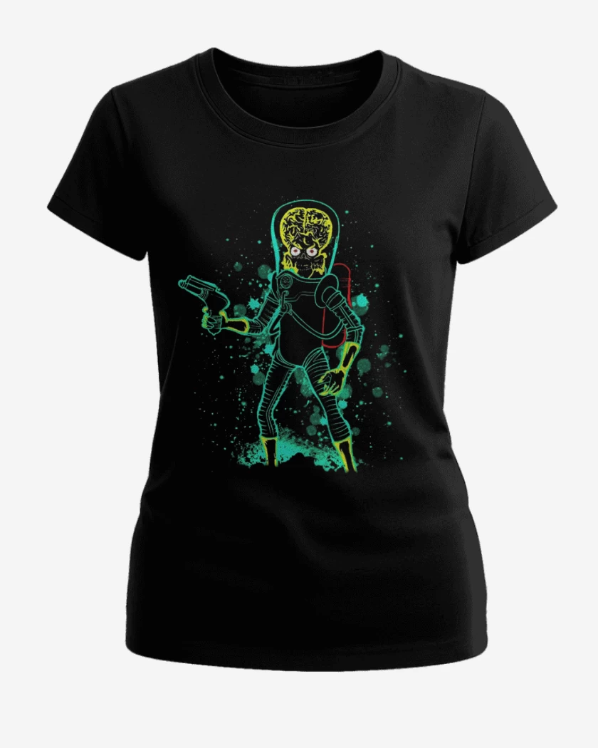 Polera de Mujer Negro de Marcianos atacando