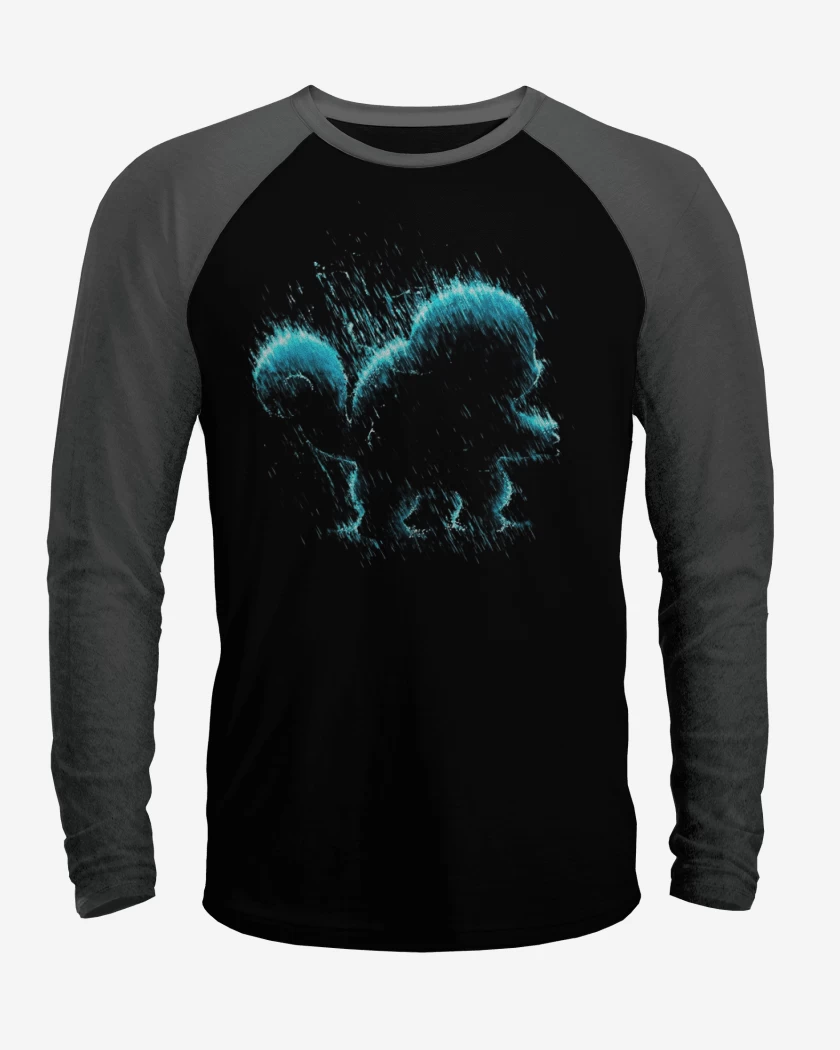 Polera Raglan Negro / Negro Heather de Tipo agua 