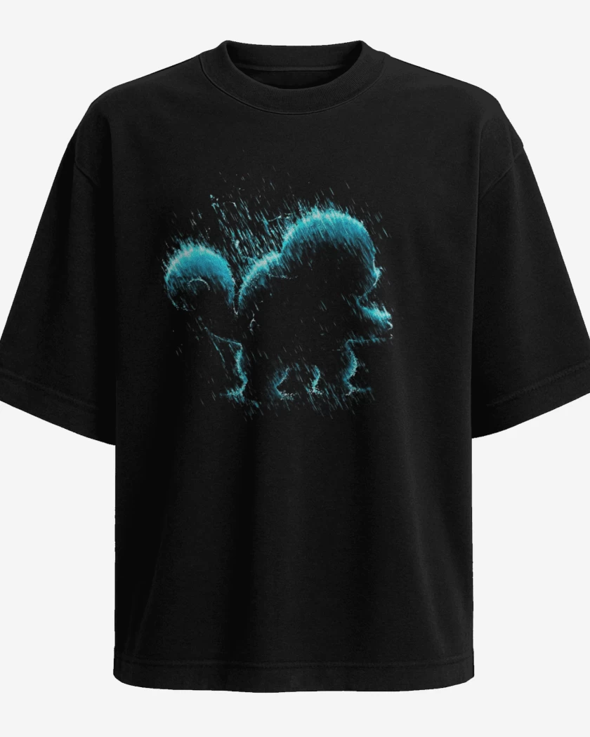 Polera Oversize Negro de Tipo agua 
