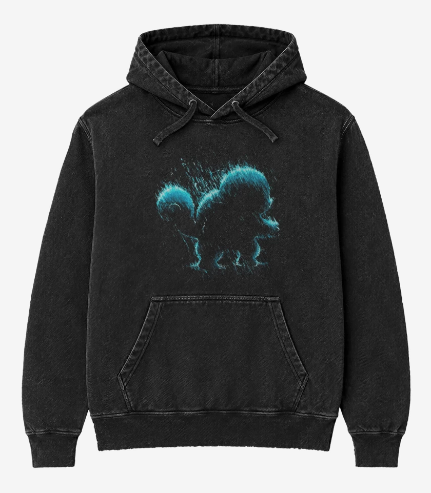 Poleron Canguro Acid Wash Negro de Tipo agua 