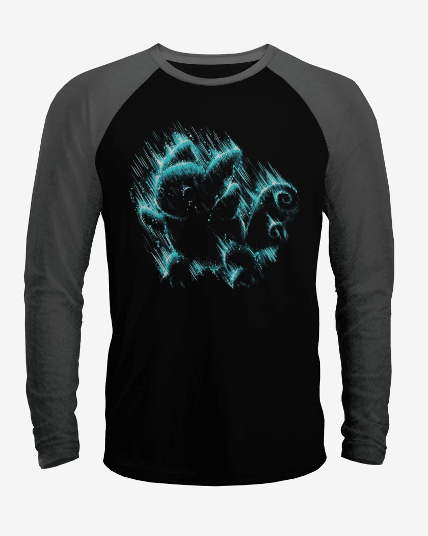 Polera Raglan Negro / Negro Heather de Tipo agua II