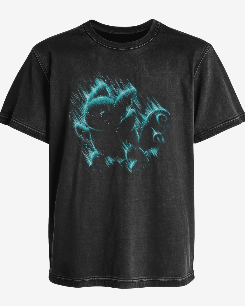 Polera desgastada Negro de Tipo agua II