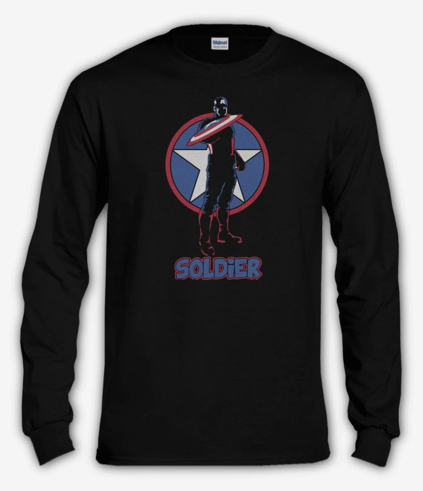 Polera manga larga Negro de Captain America - Soldier
