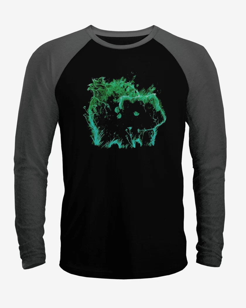 Polera Raglan Negro / Negro Heather de Tipo planta