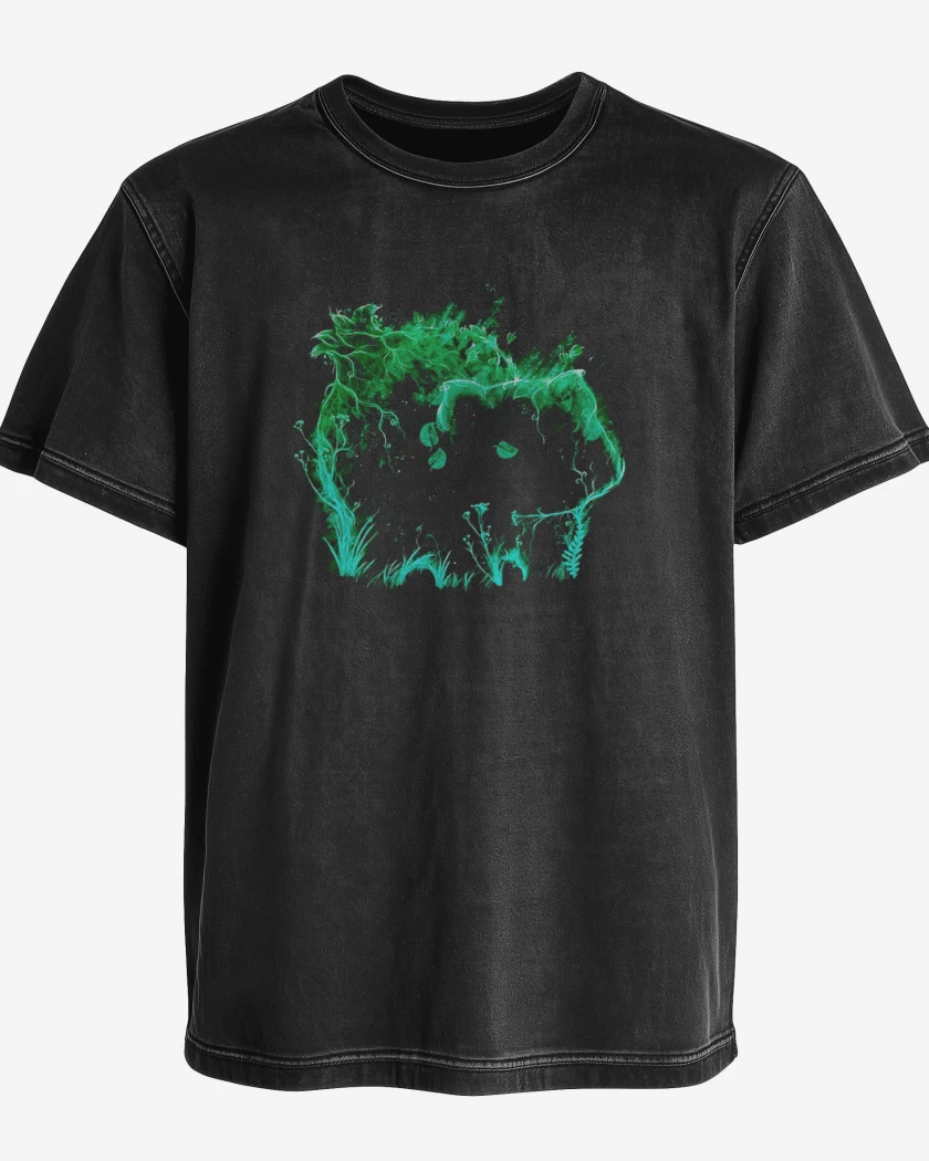 Polera desgastada Negro de Tipo planta