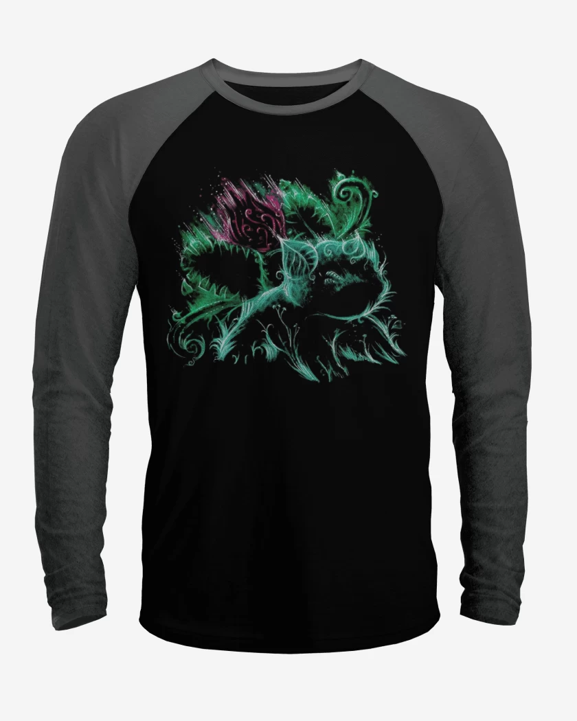 Polera Raglan Negro / Negro Heather de Tipo planta II