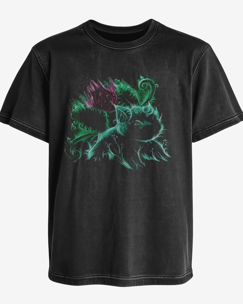 Polera desgastada Negro de Tipo planta II