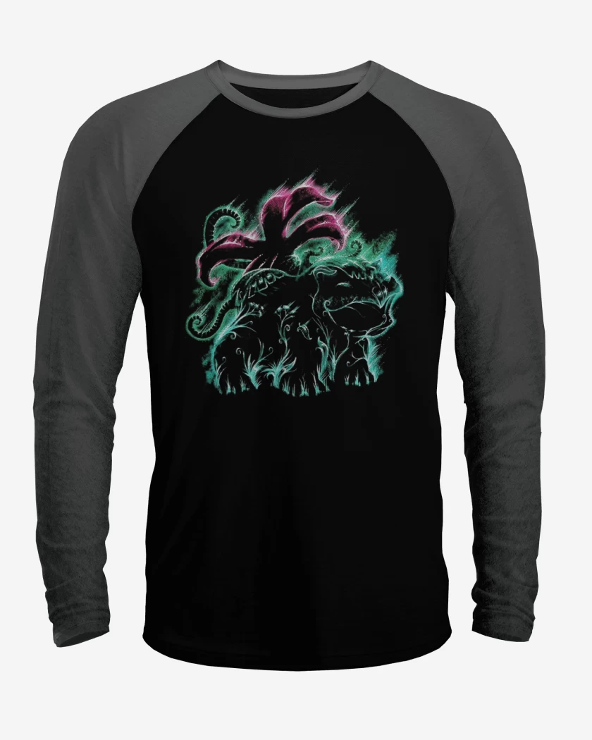 Polera Raglan Negro / Negro Heather de Tipo planta III