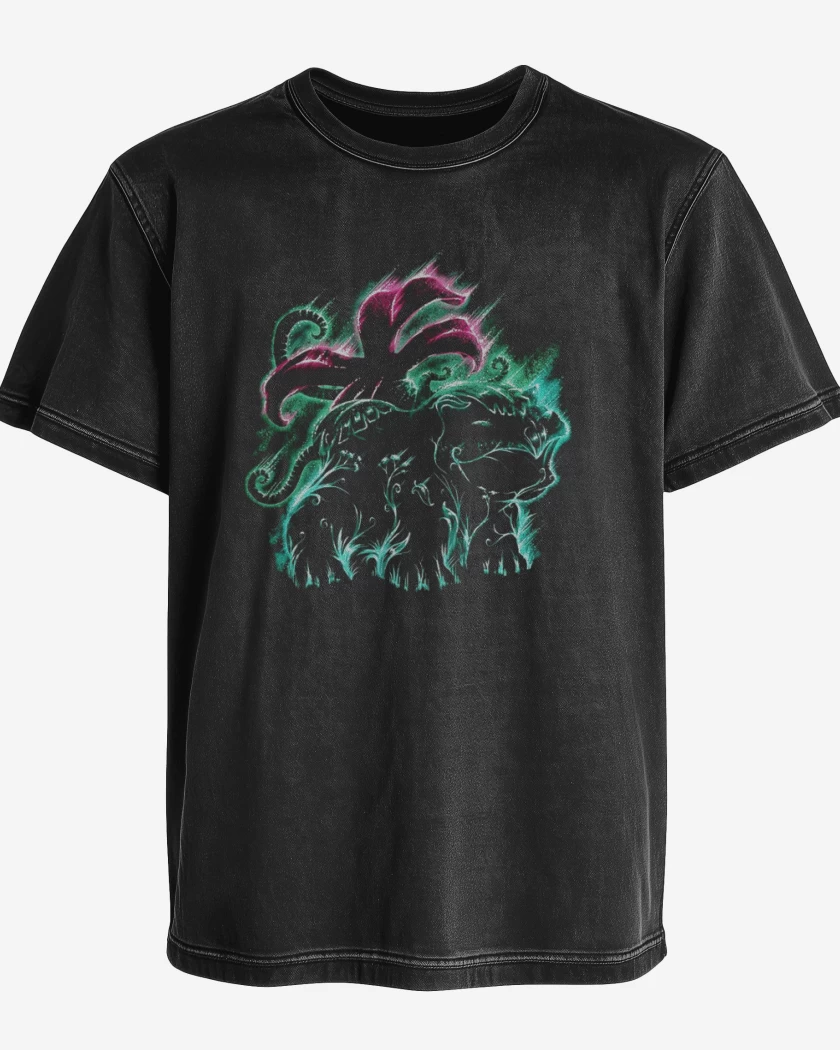 Polera desgastada Negro de Tipo planta III