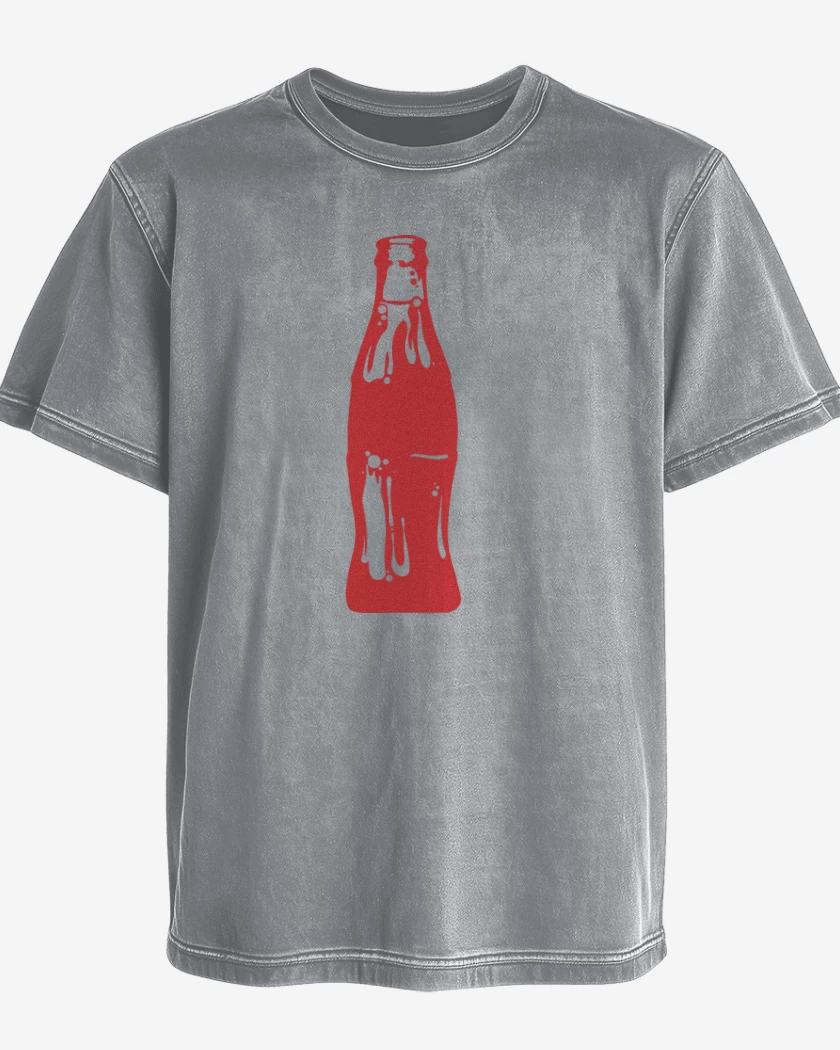 Polera desgastada Gris Melange de Botella roja