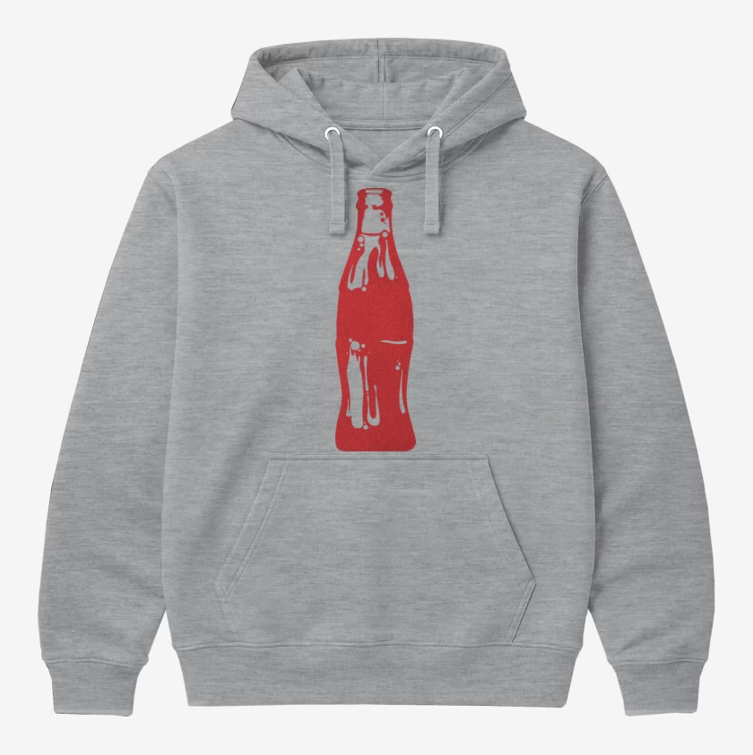 Polerón Canguro Gris Melange de Botella roja
