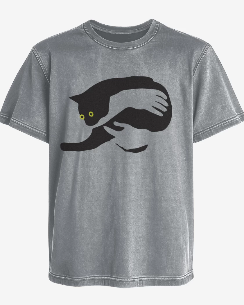 Polera desgastada Gris Melange de Gatito en brazos