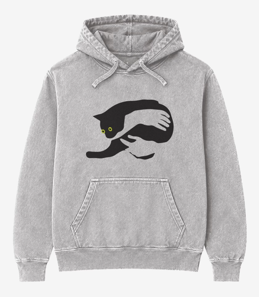 Poleron Canguro Acid Wash Gris Melange de Gatito en brazos