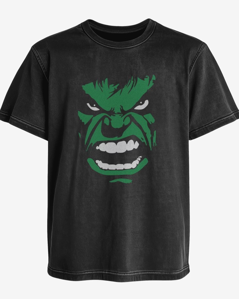 Polera desgastada Negro de Hulk V1