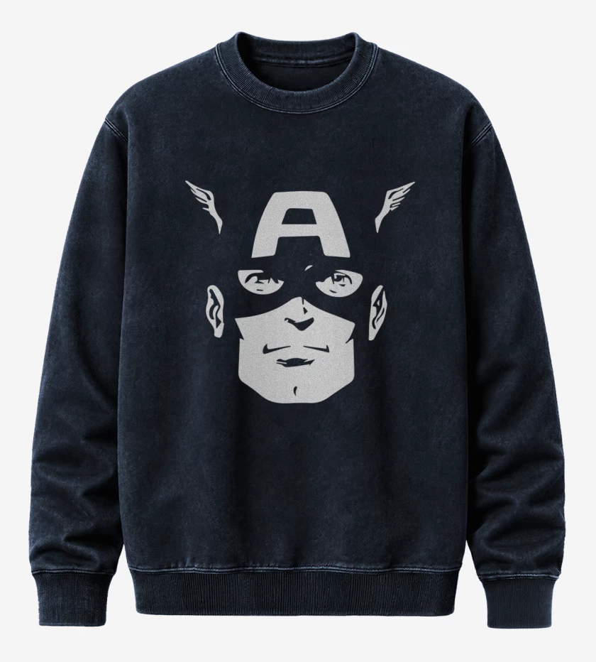 Poleron Polo Acid Wash Azul Marino de Cap america