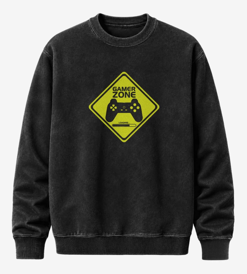 Poleron Polo Acid Wash Negro de Gamer zone