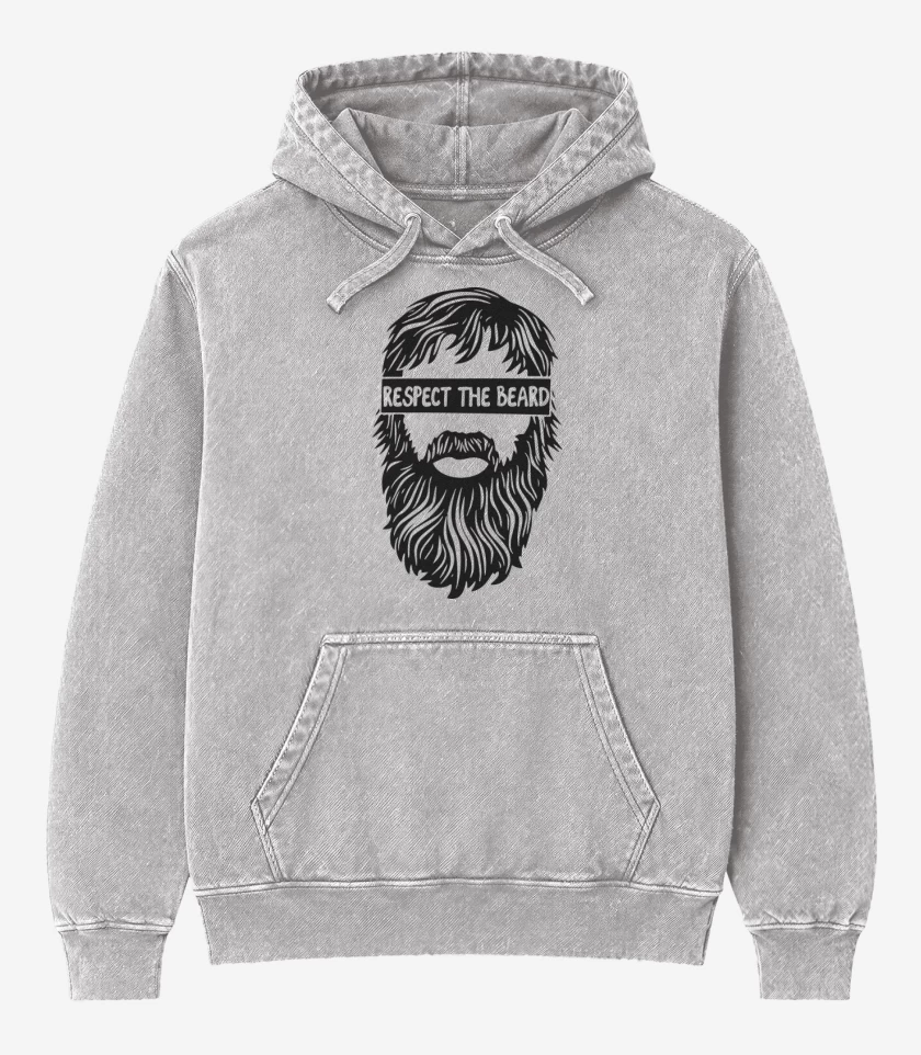 Poleron Canguro Acid Wash Gris Melange de Respect the beard