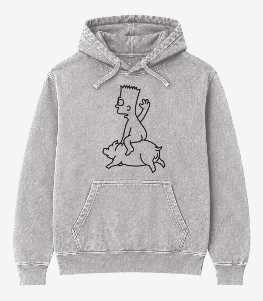 Poleron Canguro Acid Wash Gris Melange de Bart sinso