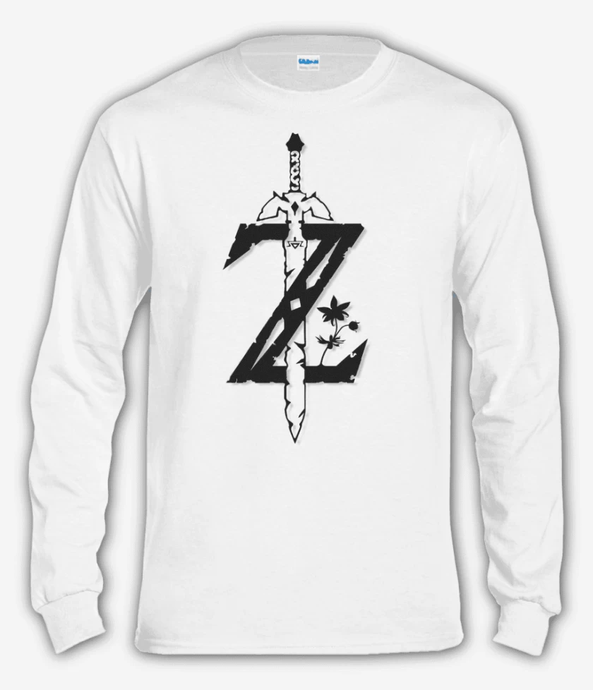 Polera manga larga Blanco de Zelda logo