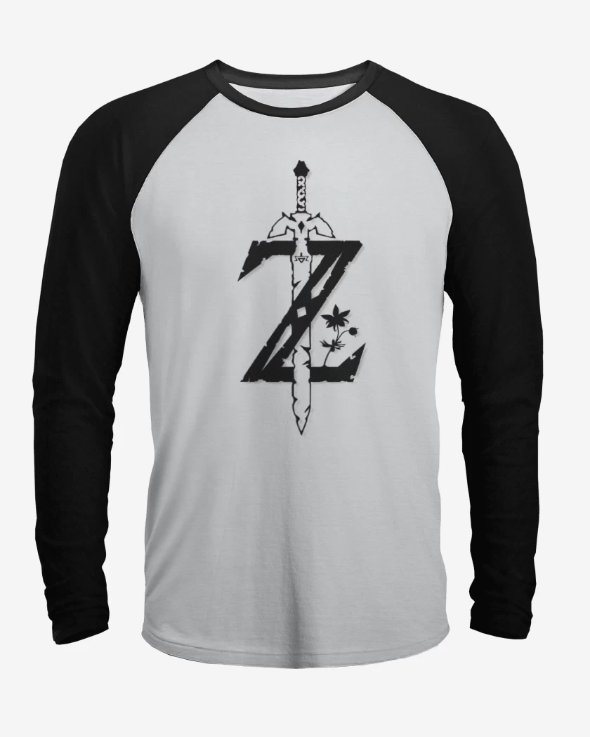 Polera Raglan Blanco / Negro de Zelda logo