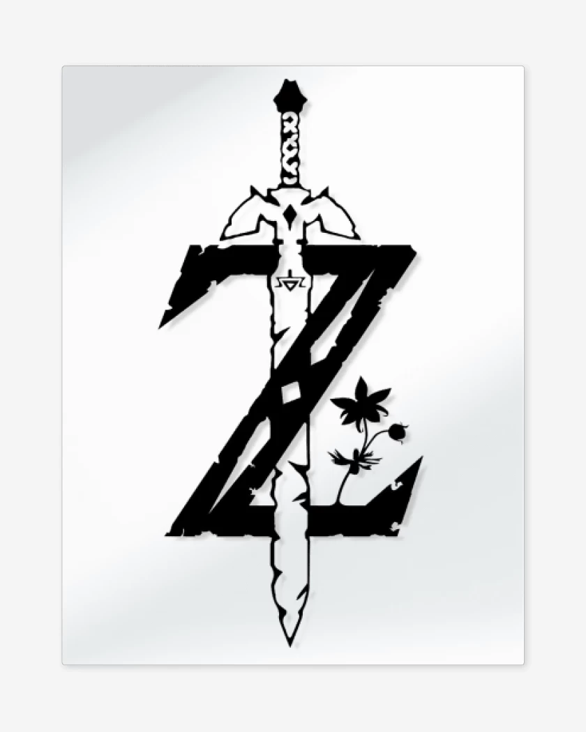 Print metalico Blanco de Zelda logo