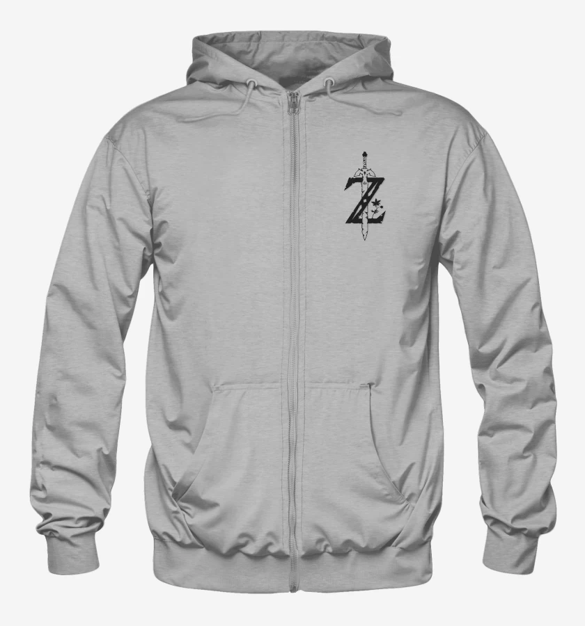 Poleron Canguro con cierre Gris Melange de Zelda logo